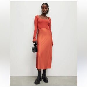 Allsaints Sassi Strappy Sain
Slipdress With Crop Sweater size M